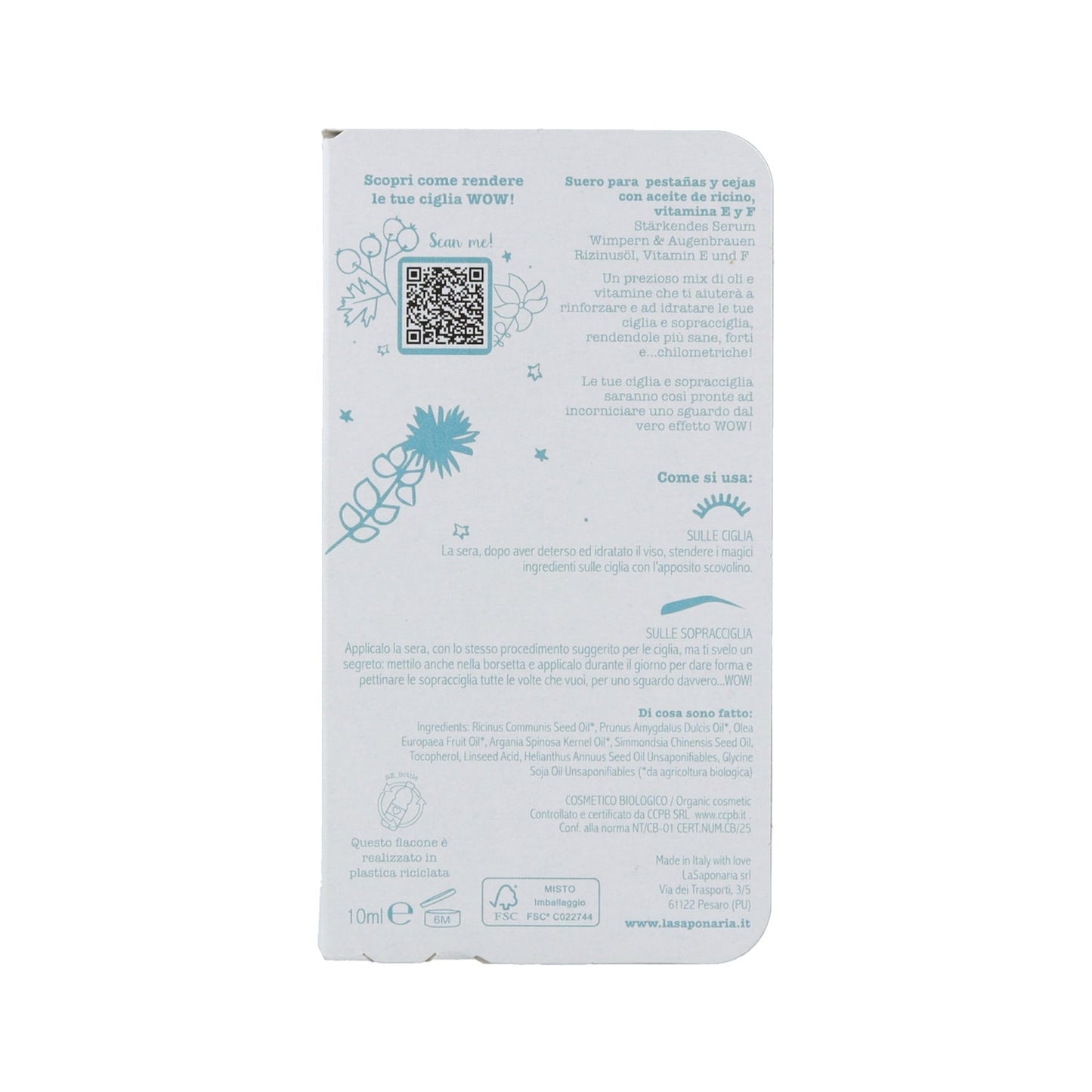 La Saponaria Sérum Wow Fortalecedor Pestañas y Cejas 10ml