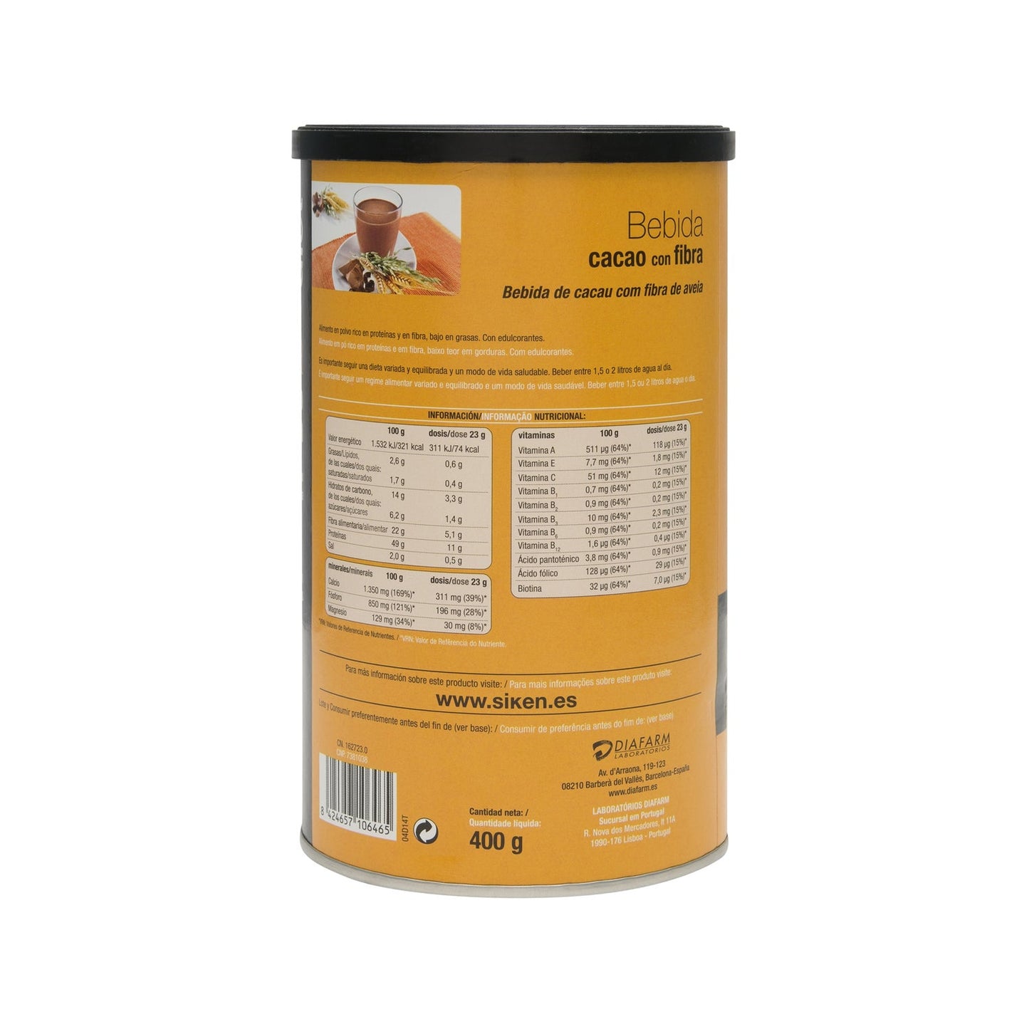 Siken® Diet Control de Peso Bebida de Cacao con Fibra 400g