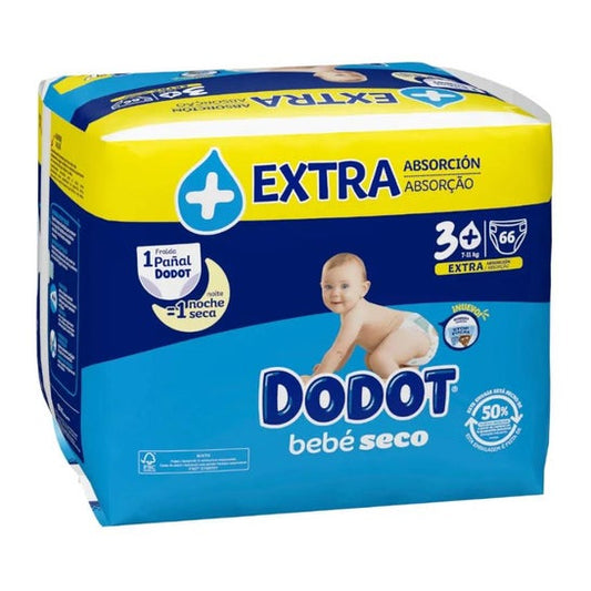 Dodot Bebé Seco Pañal Talla 3+ 7-11Kg 66uds