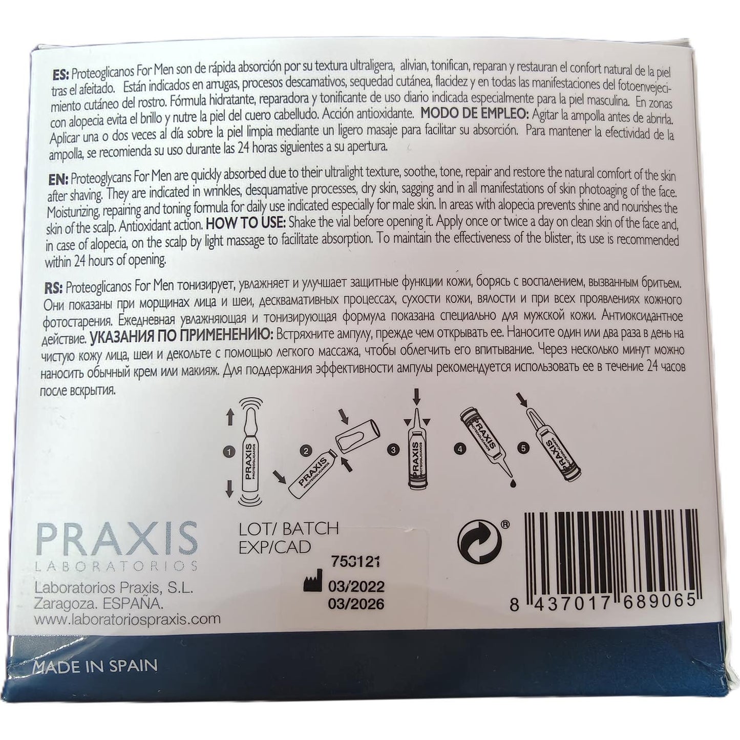Praxis Proteoglicanos For Men 24 ampollas