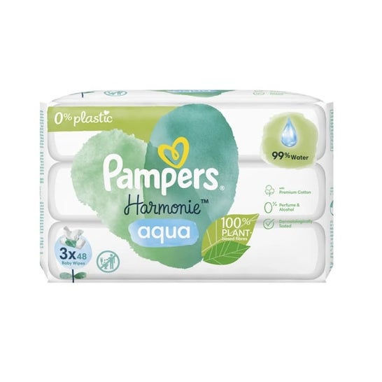 Pampers Harmonie Aqua Toallitas 0% Plástico 3x48uds