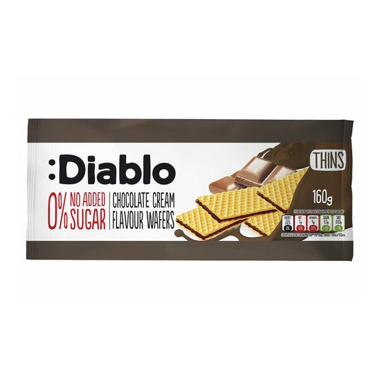 :Diablo Chocolate Cream Flavour Wafers Thins No Added Sugar 160 g