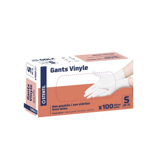 Stentil Guante Vinilo Sin Polvo No Estéril Talla S 100uds