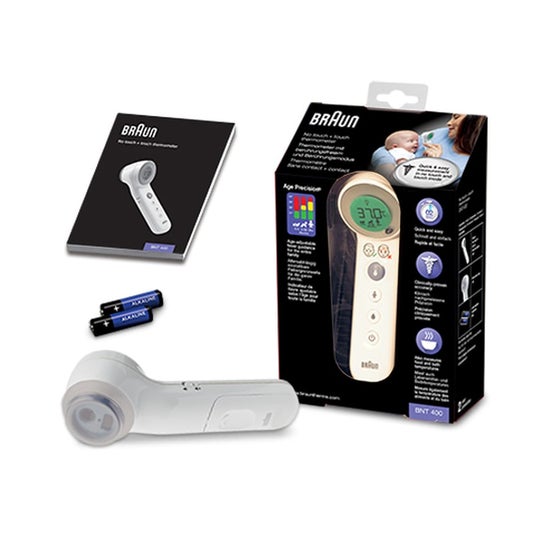 Braun Termómetro Sin Contacto BNT400WE frontal con Age Precision