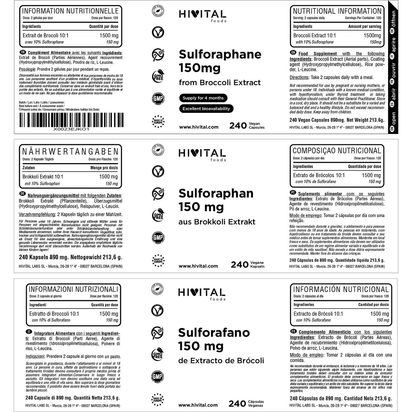 HIVITAL Sulforafano 150 mg 240 cáps