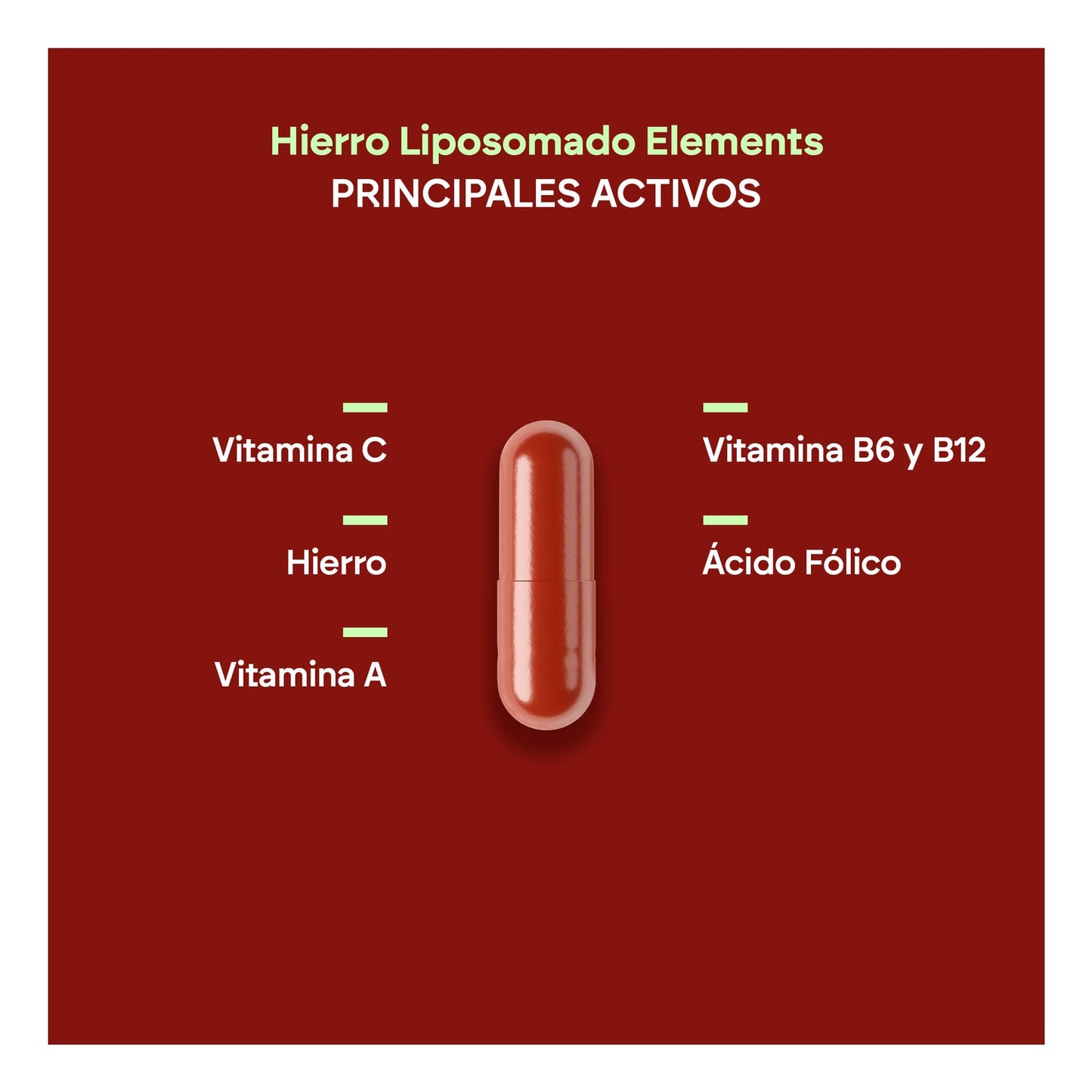 Nutralie Hierro Liposomal 30mg + Vitaminas C + A + B6 + B12 Cansancio 60caps