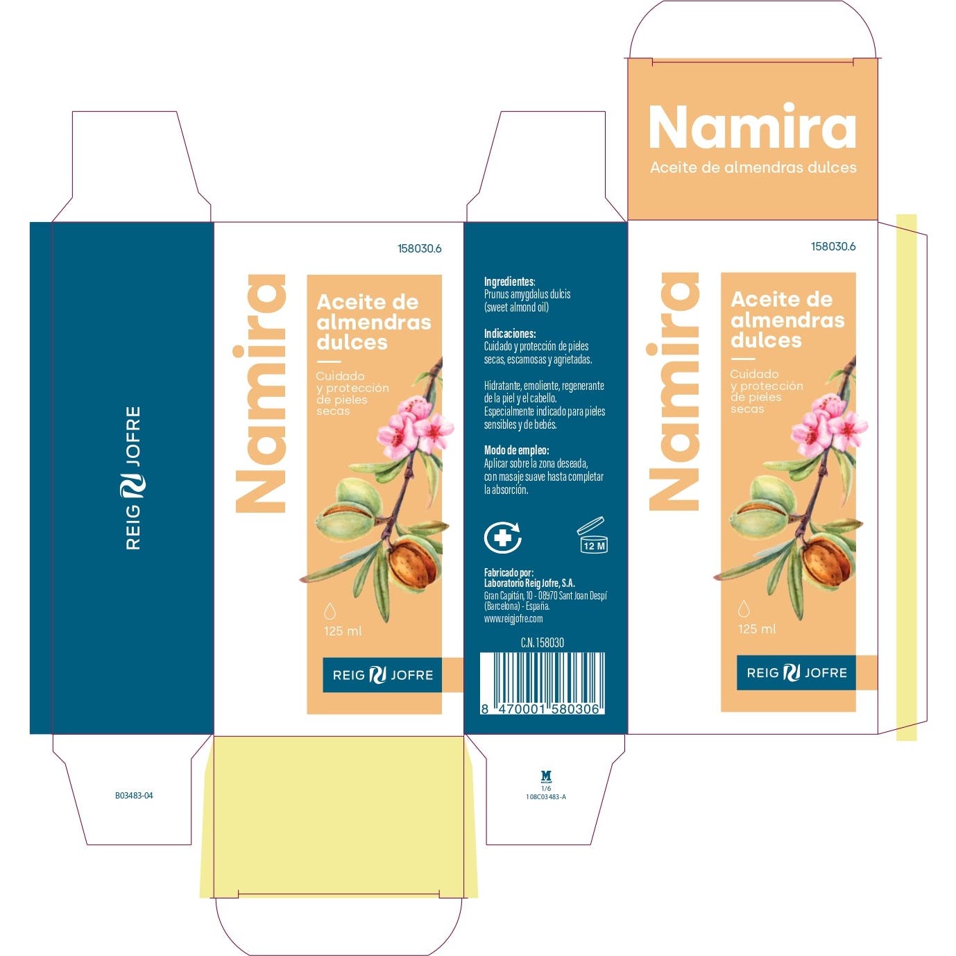 Reig Jofre Namira Aceite de Almendras Dulces 125ml
