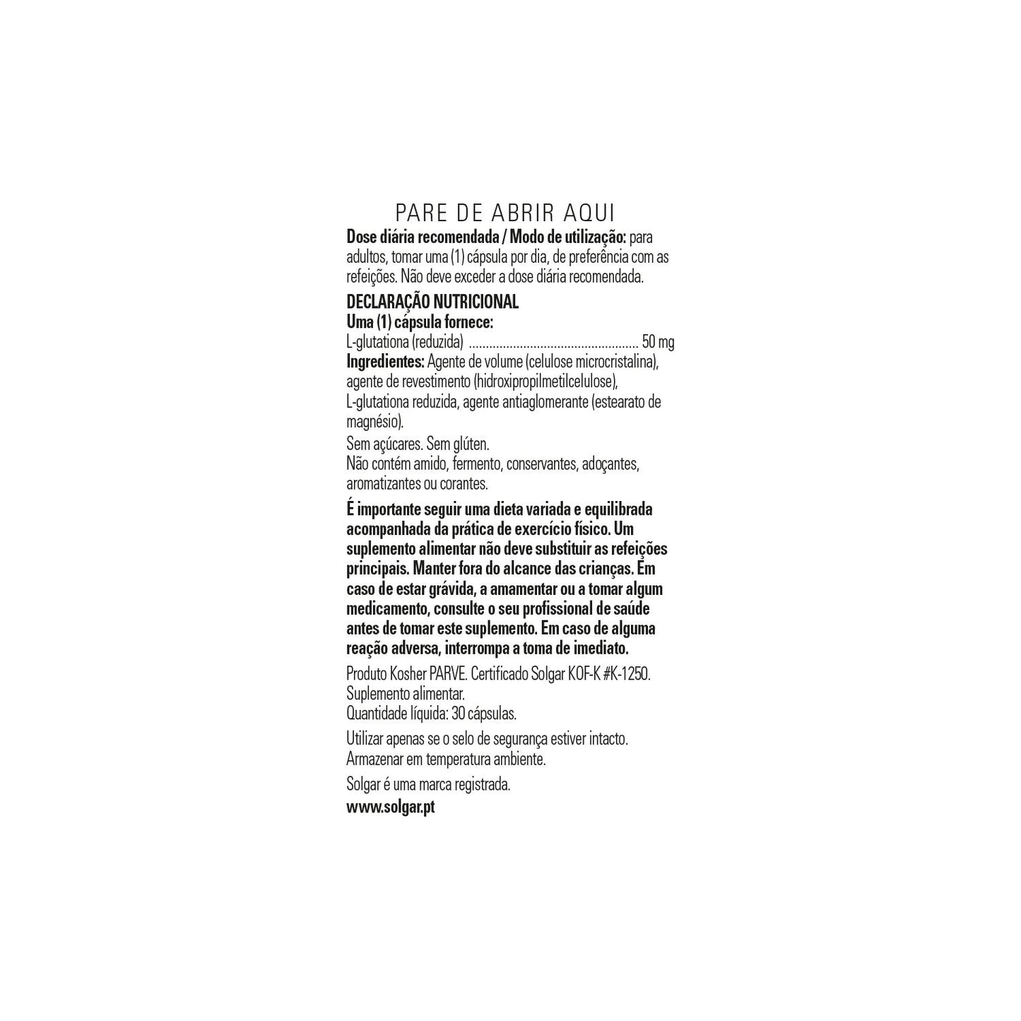 Solgar L-Glutatión Reducido 50mg 30caps