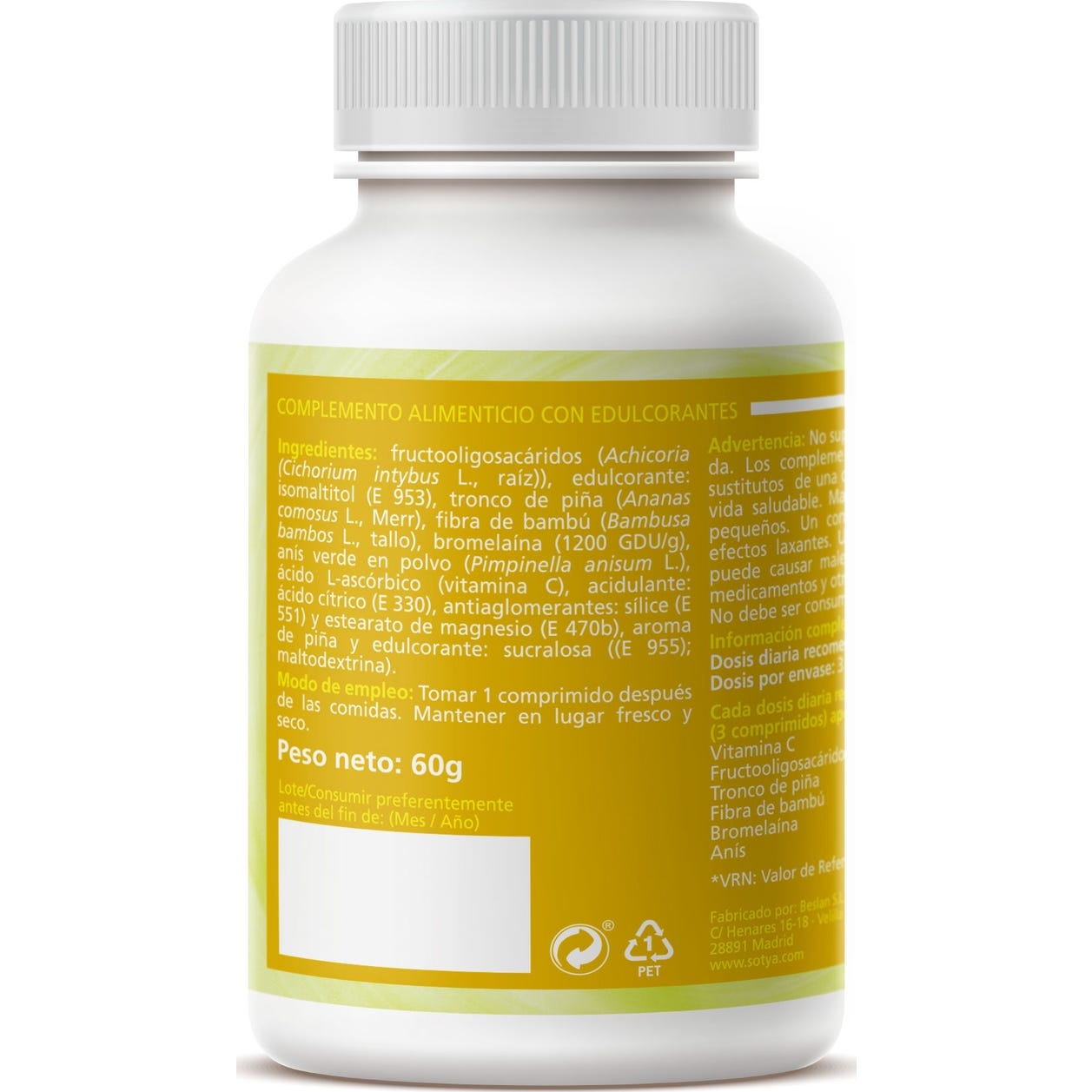 Sotya Corazón de Piña 600mg 100comp masticables