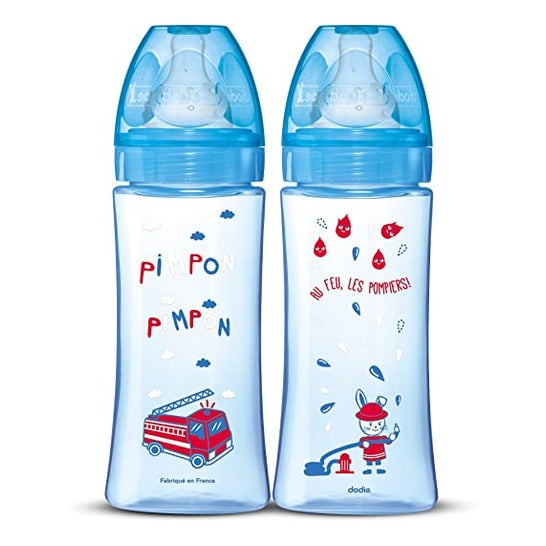 Dodie Biberón Initation+ +6 M Azul Bomberos 330 ml 2 uds