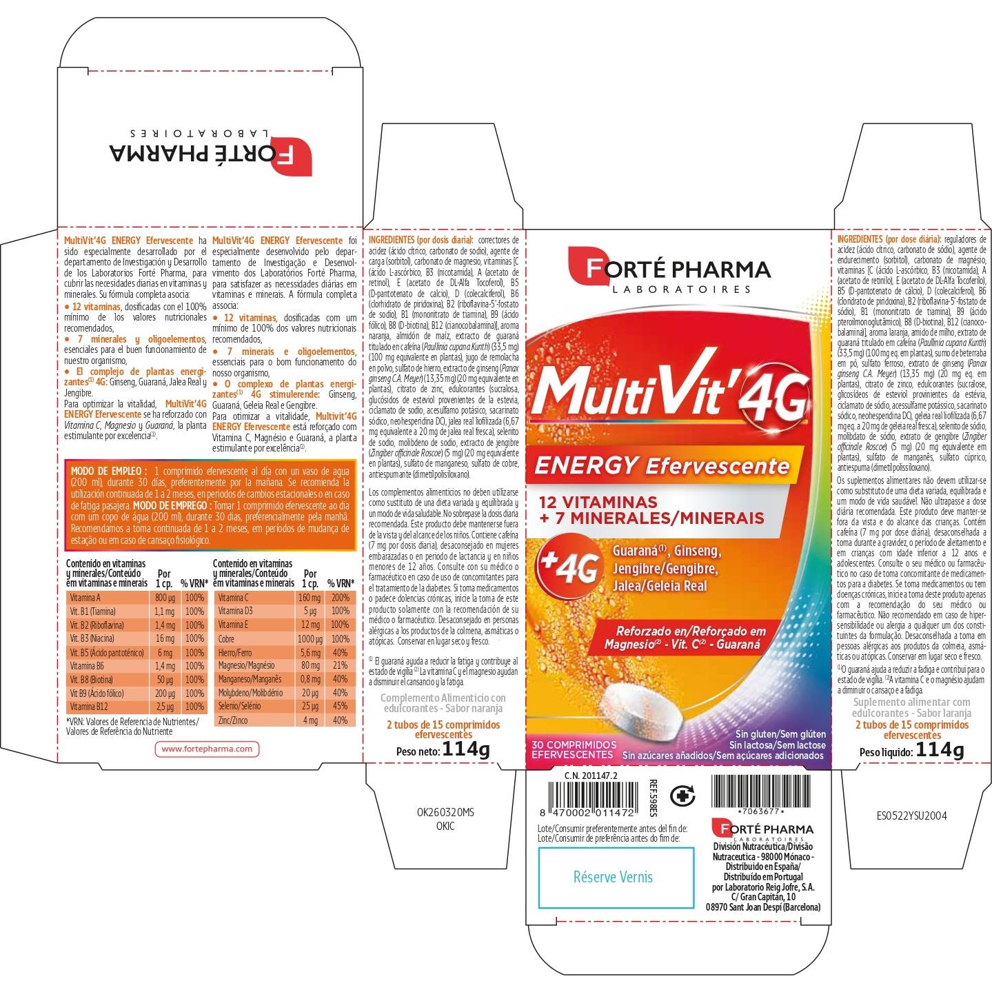 Forté Pharma Multivit Energy Efervescente 30Comp