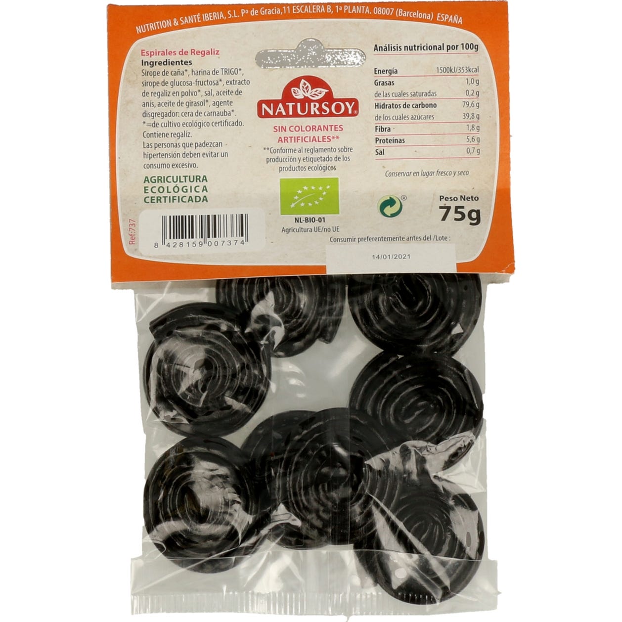 Natursoy Regaliz Espiral 75 G Bio
