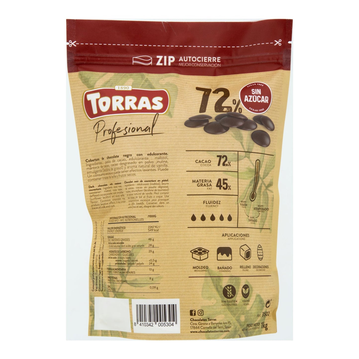 Torras Cobertura Chocolate 70% Cacao 1kg