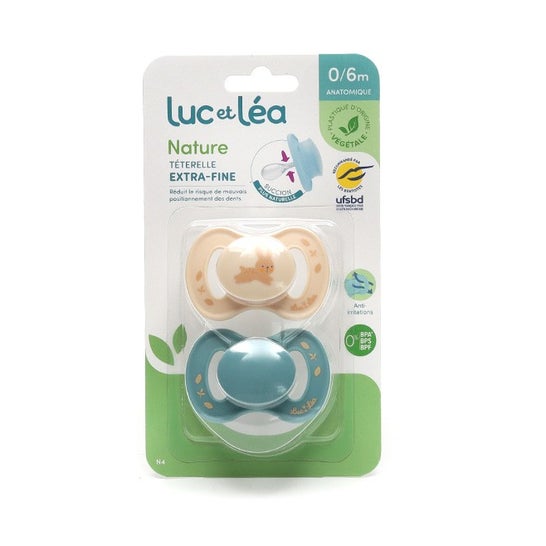 Luc et Léa Set Nature Chupete Tetina Extra Fina 0-6m 2uds