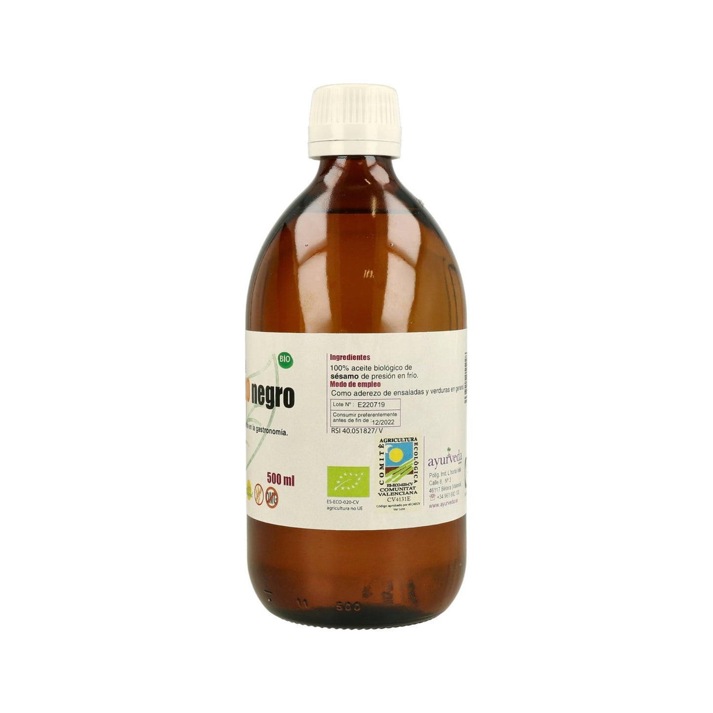 Ayurveda Auténtico Aceite De Sésamo Negro 500ml