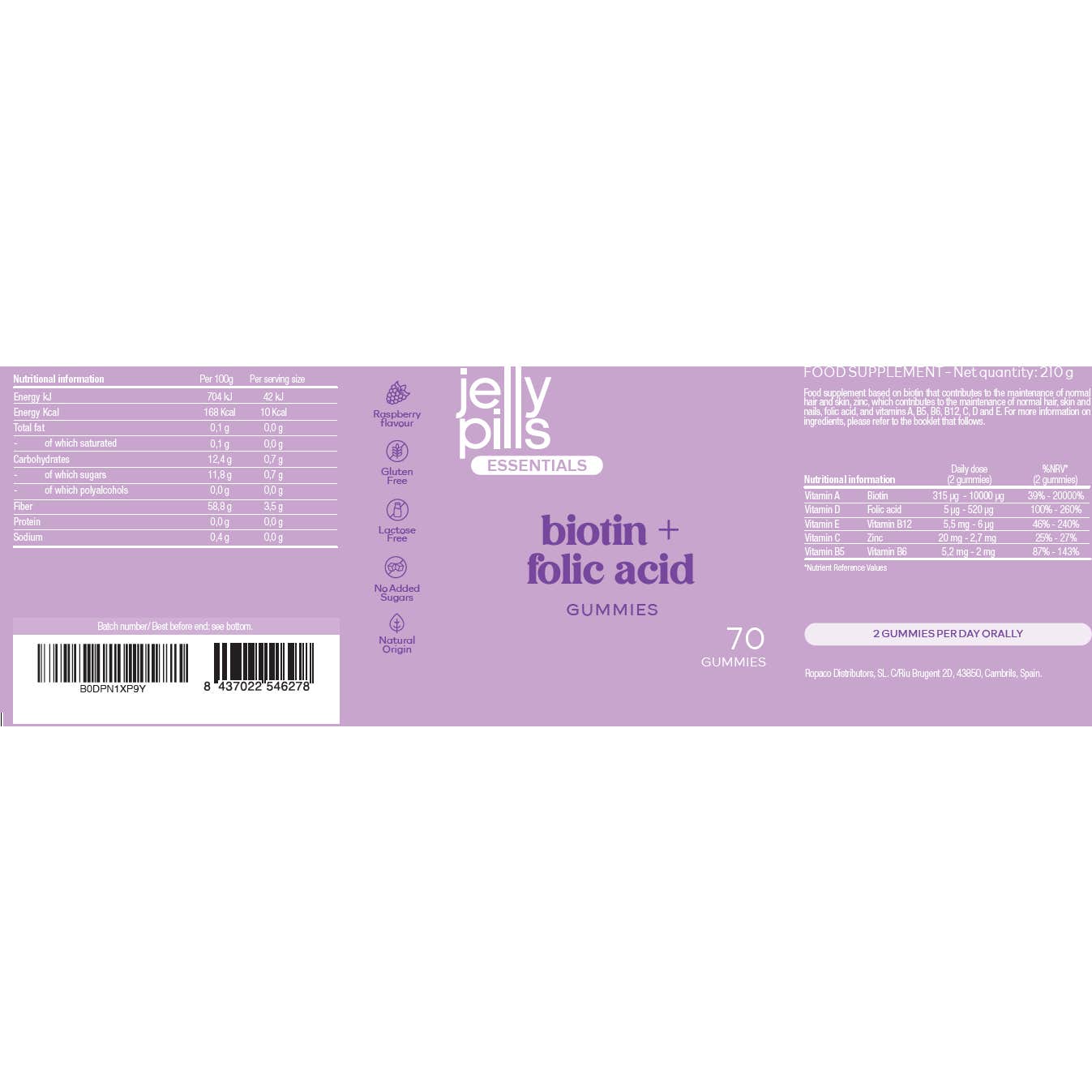 Jelly Pills Biotin + Folic Acid 70 gummies