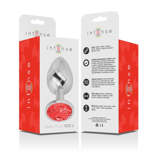 Intense Plug Anal Metal con Cristal Rojo Talla L 1ud