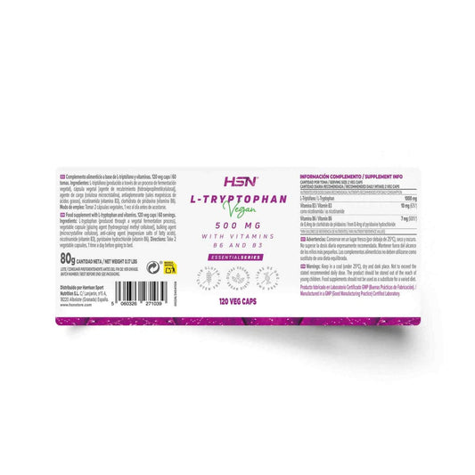 HSN L-Triptófano 500mg + Vitaminas B6 y B3 120vcaps