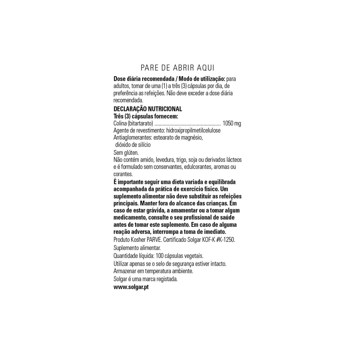 Solgar Colina 350mg 100vcaps