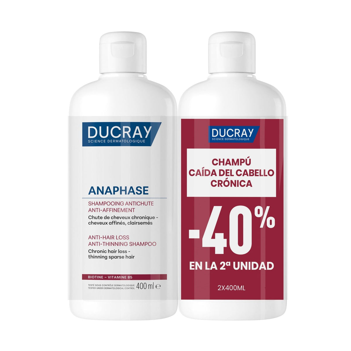 Ducray Anaphase+ Champú Anticaída y Antiafinamiento 2x400ml