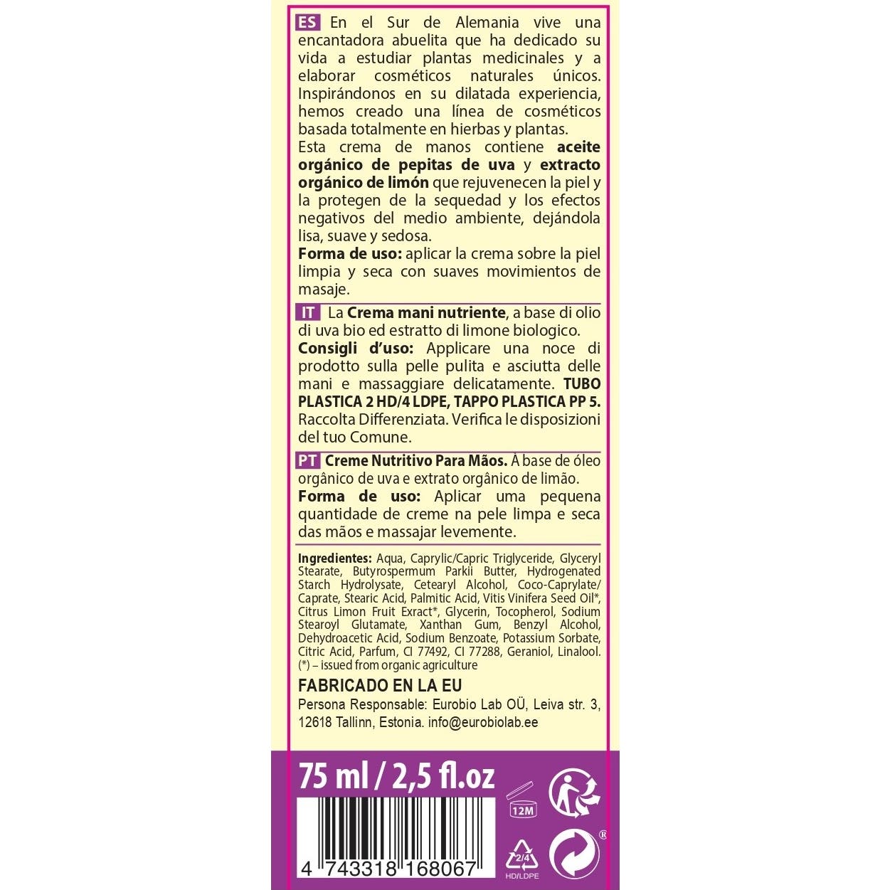 Oma G Crema Nutritiva Manos 75ml