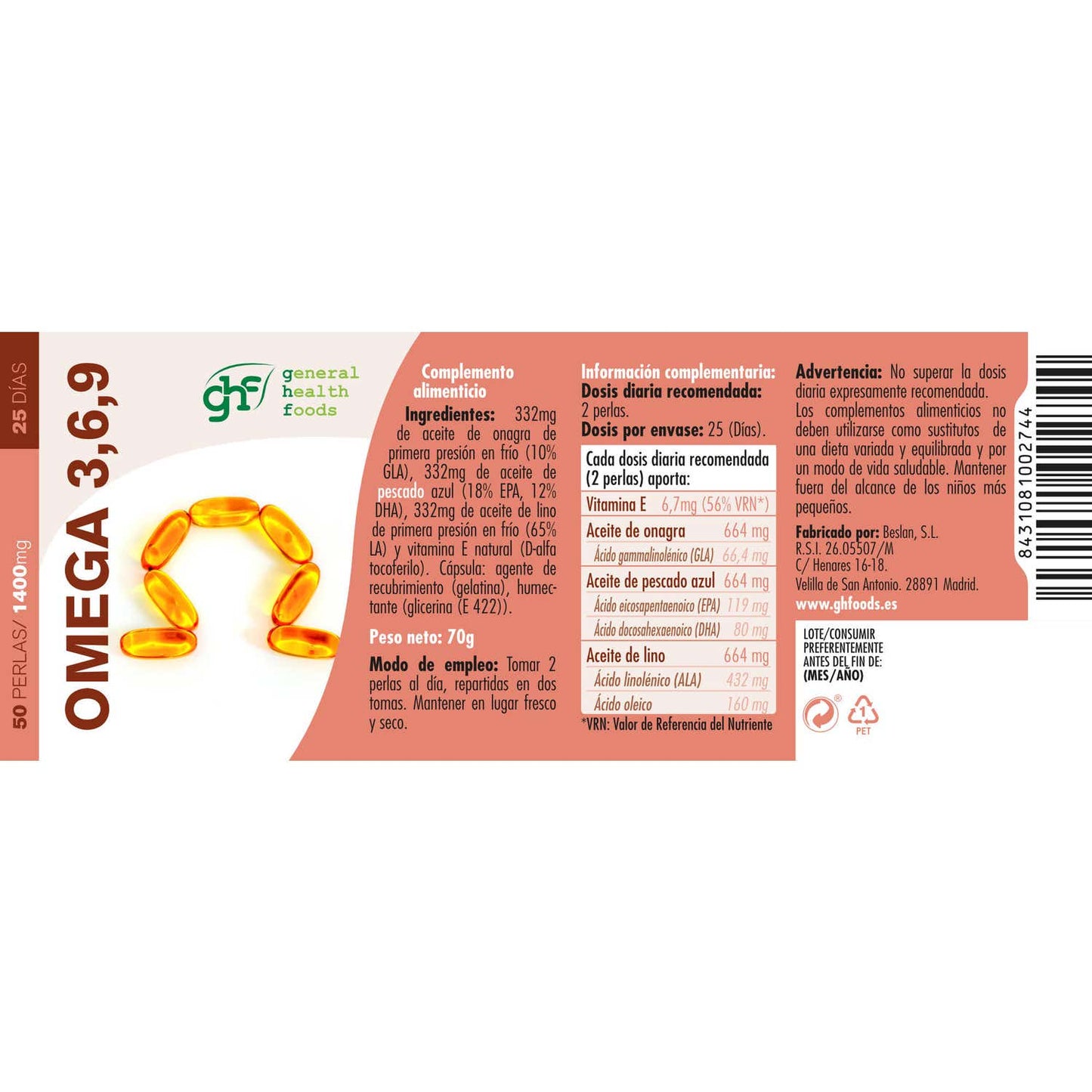GHF Omega 3-6-9 1300mg 50 perlas