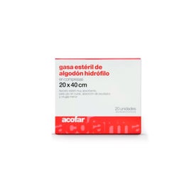 Acofar gasa estéril algodón hidrófilo 20x40cm 20uds