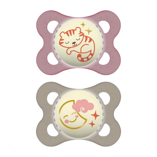 Mam Baby Chupete Original Night Silicona Rosa +0M 2 Unidades