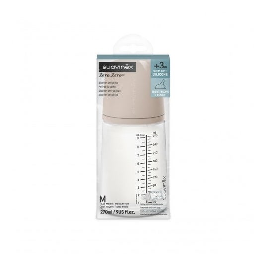 Suavinex Biberón Anticólico T Silicona +3M 270ml TM Almond 1ud