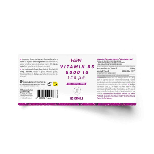HSN Vitamina D3 5000UI 120 perlas
