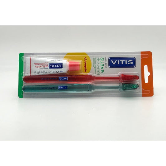 Vitis Suave Access Cepillo Dental 2uds + Pasta Anticaries 15ml