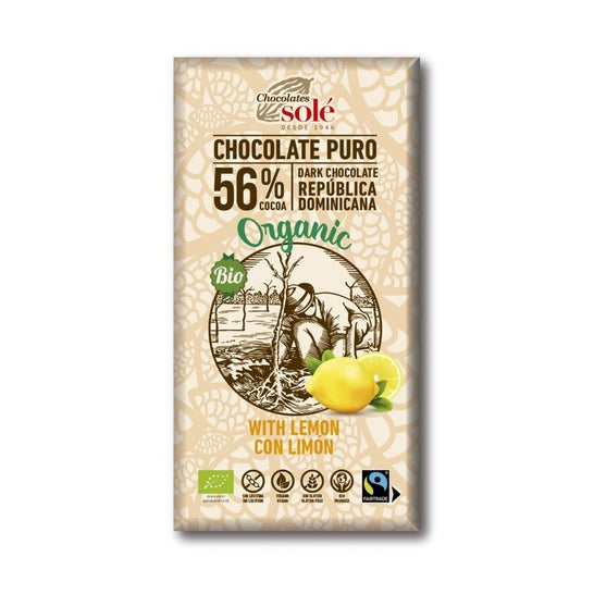 Chocolates Sole Chocolate Negro Vegano 56% con Limon 100g