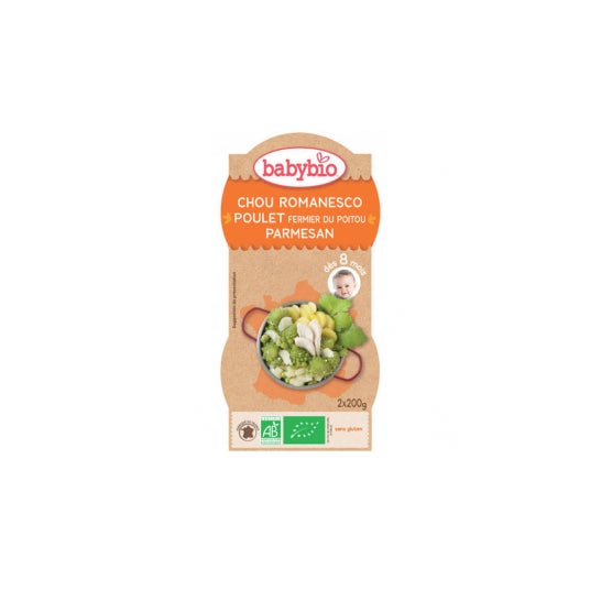Estofado de Pavo y Vegetales Orgánicos Babybio 8 meses 200g lote de 2 cuencos