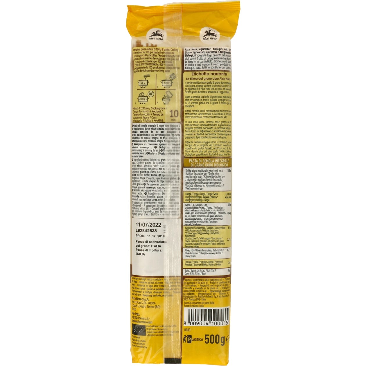 Alce Nero Espaguetis Trigo Intg N3 500gr