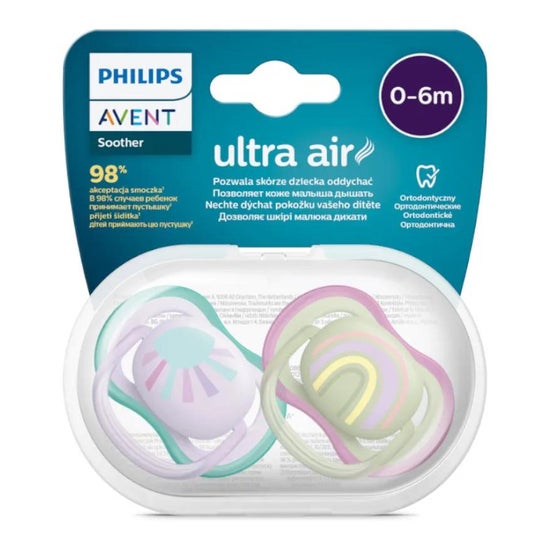 Philips Avent Chupete Ultra Air Sun Rainbow Mix 2uds