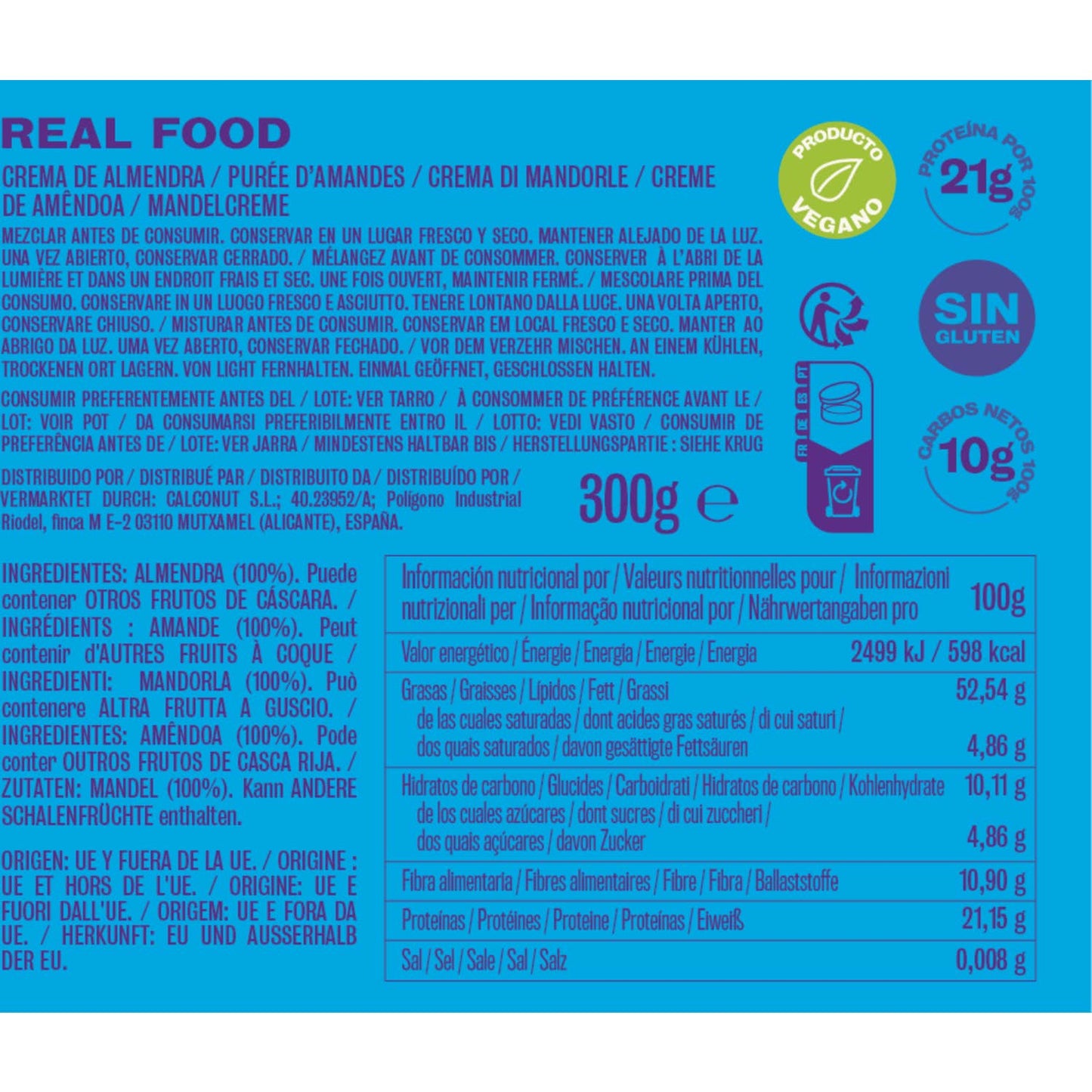 Nut&Me Crema de Almendras 300g