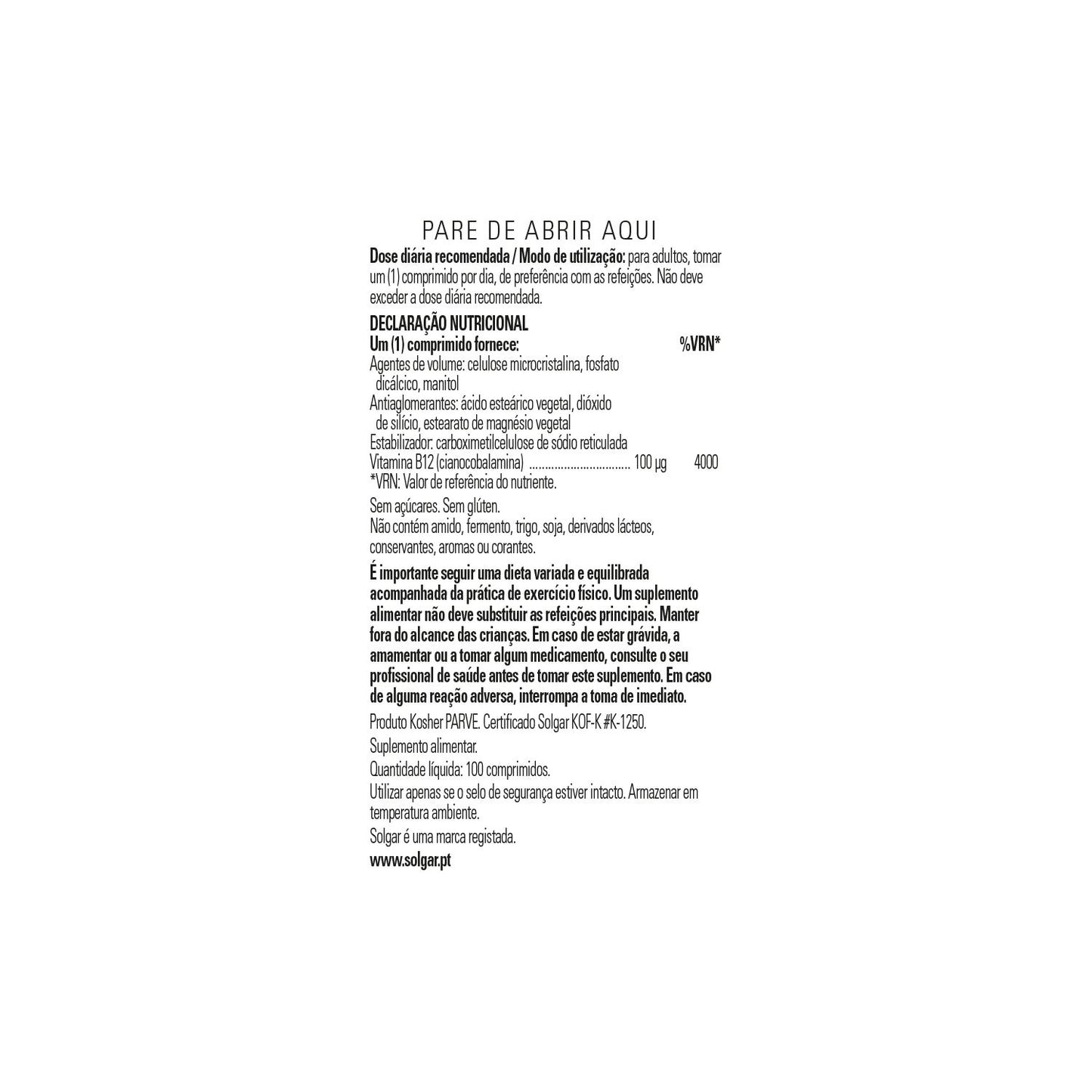 Solgar Vitamina B12 Cianocobalamina 100mcg 100comp