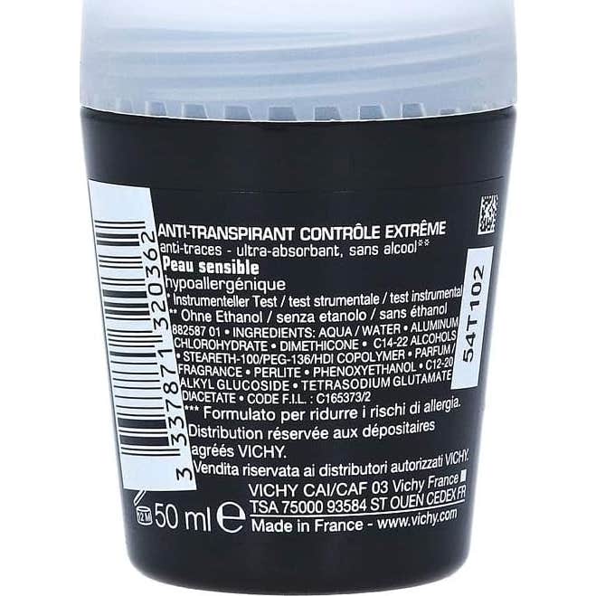 Vichy Homme Desodorante Antitranspirante Control Extremo 72h Roll-on 2x50ml