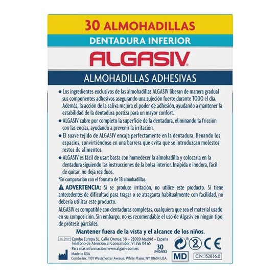 Algasiv Almohadillas Adhesivas Prótesis Inferior 30uds