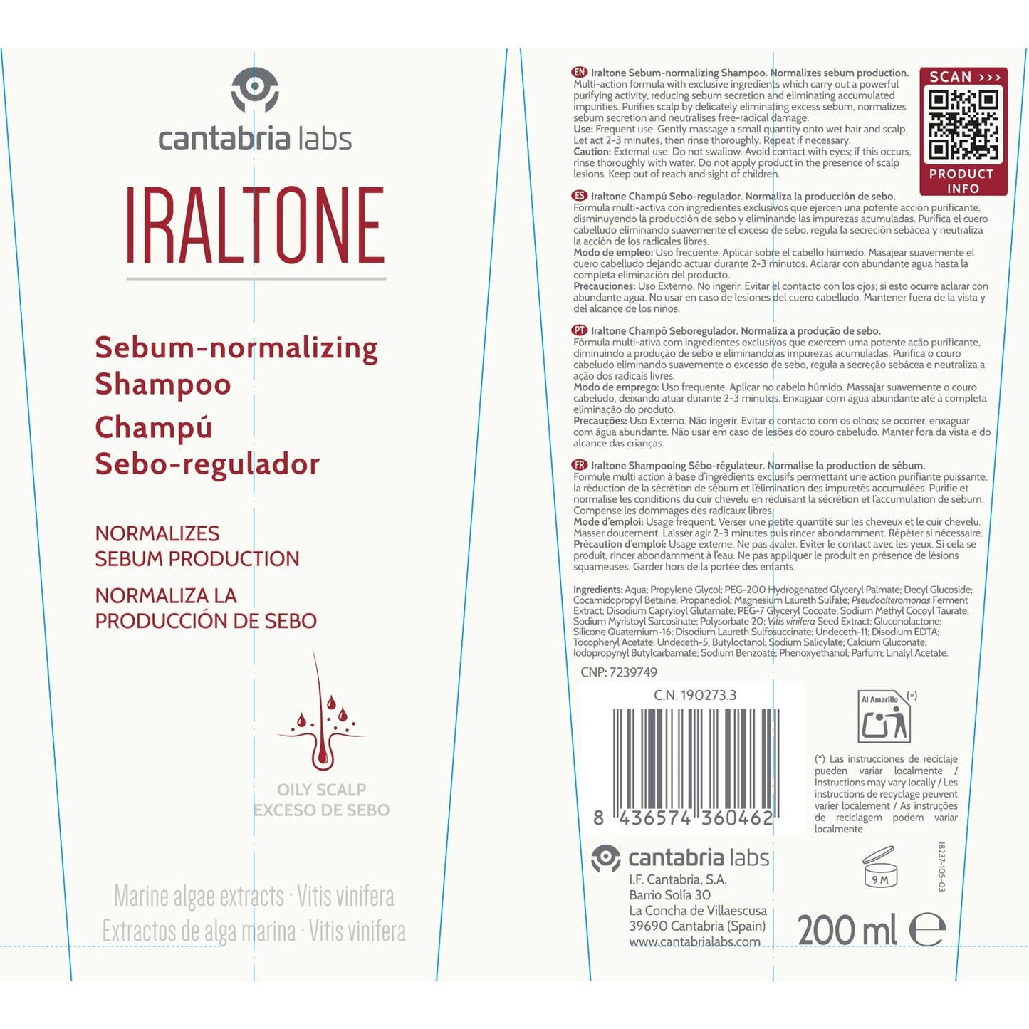 Iraltone Champú Sebo-Regulador 200ml