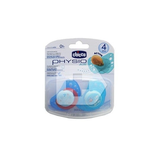 Chicco® chupete physio silicona anatómico 4m+ azul 2uds