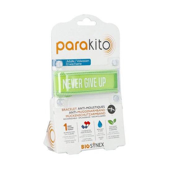 Parakito Pulsera Adulto Repelente Never Give Up 1ud