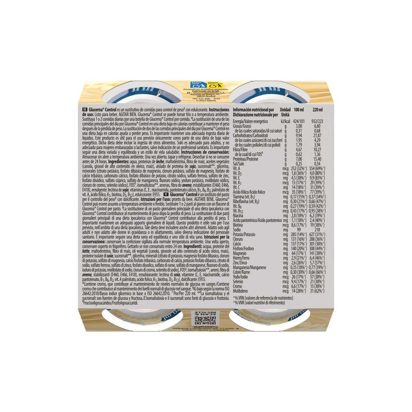 Glucerna Control Vainilla 4x220ml