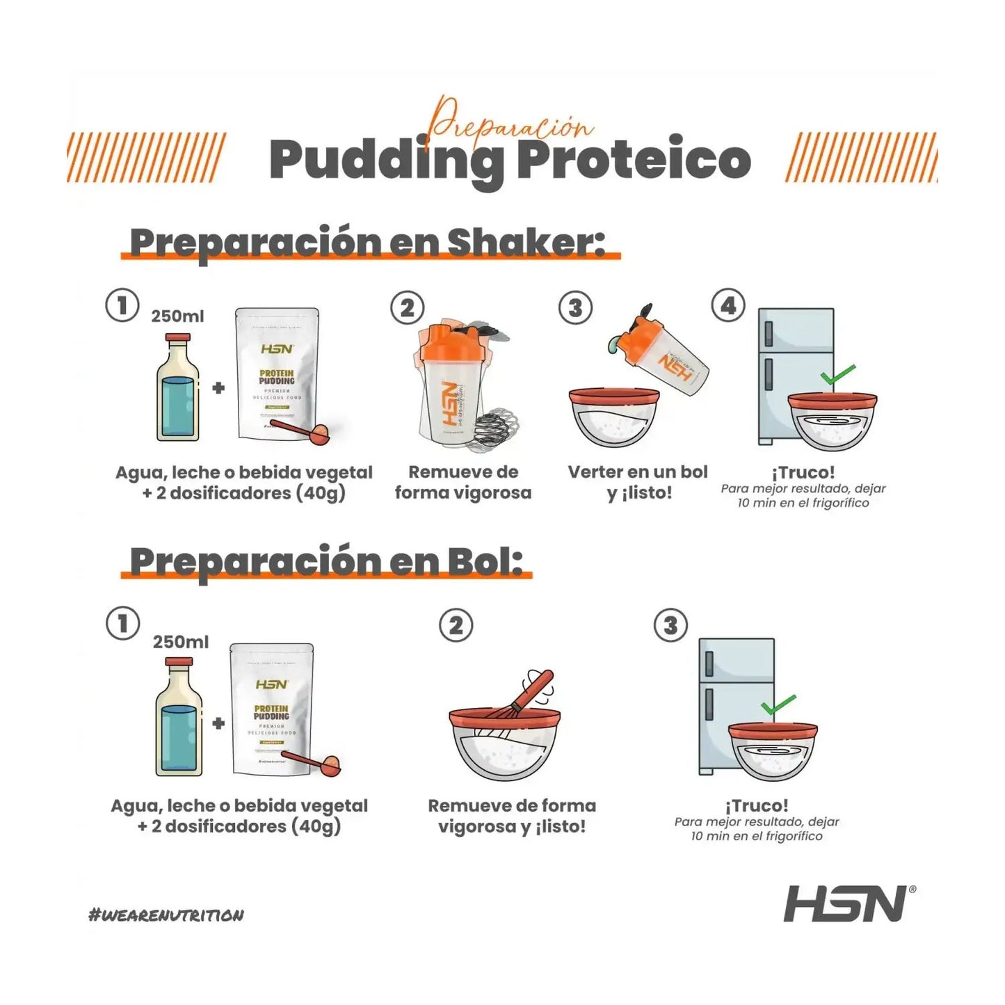 HSN Pudding Proteico 2.0 Chocolate Blanco y Plátano 500g