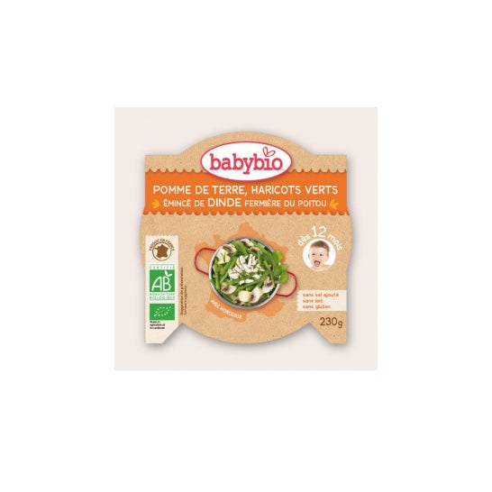 Babybio Vegetales Orgánicos y Plato de Pavo en 12 meses 230g