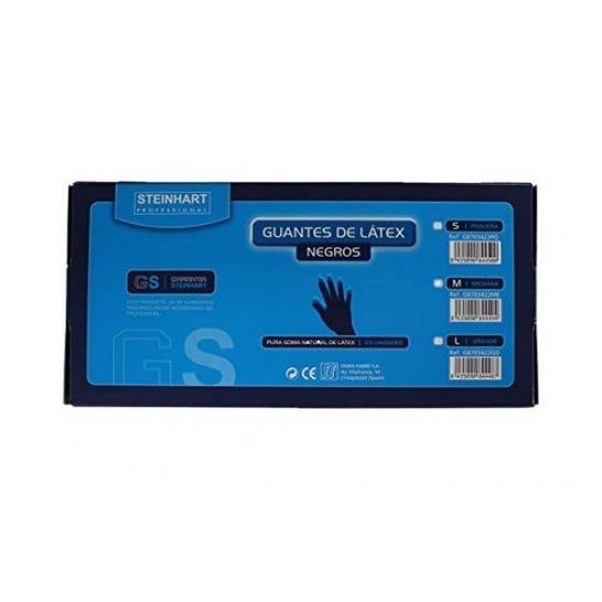 Steinhart Guantes Latex Negro Mediano 25 uds
