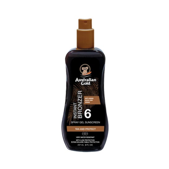 Australian gold Instant Bronzer Spray gel Sunscreen Spf6 237 ml