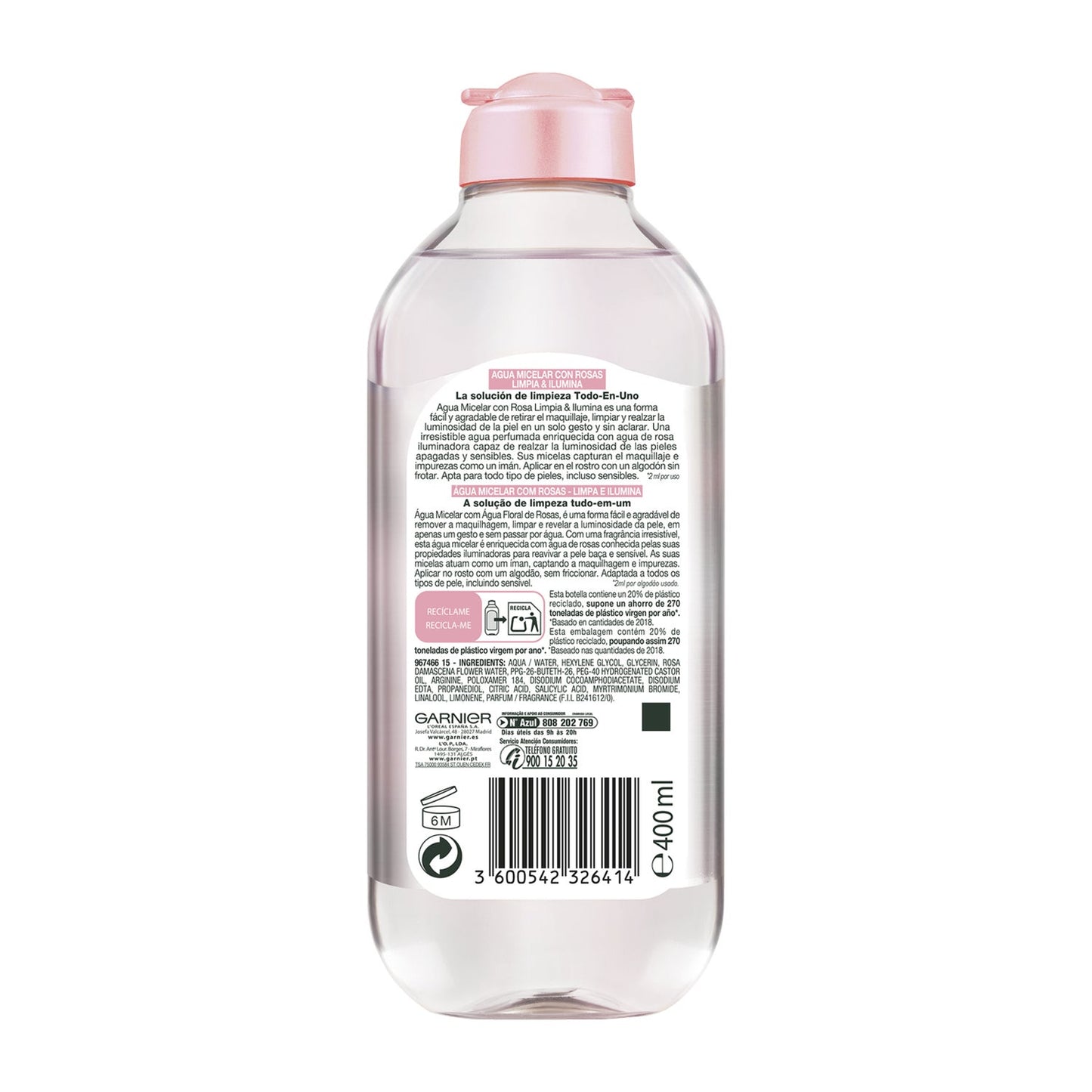 Garnier Skin Active Agua Rosas Agua Micelar 400ml