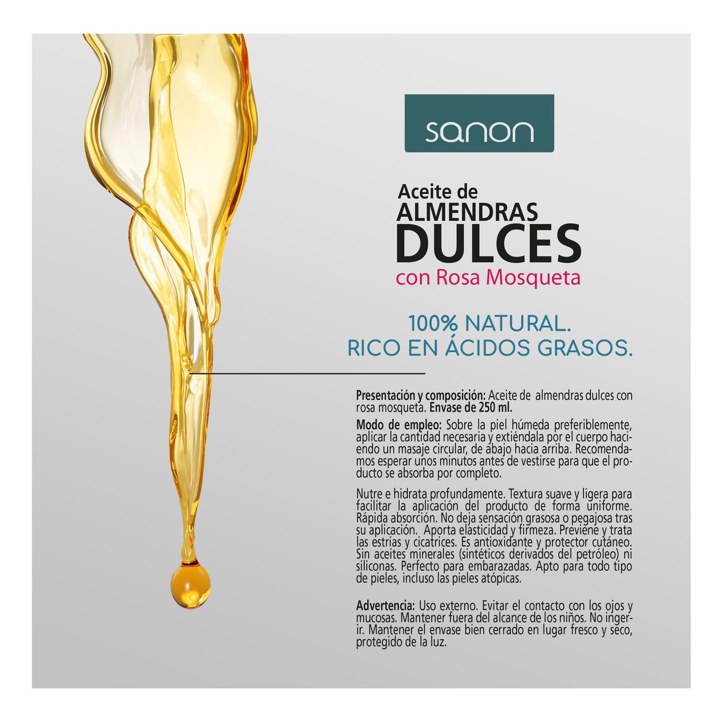 Sanon Aceite de Almendras con Rosa Mosqueta 250ml