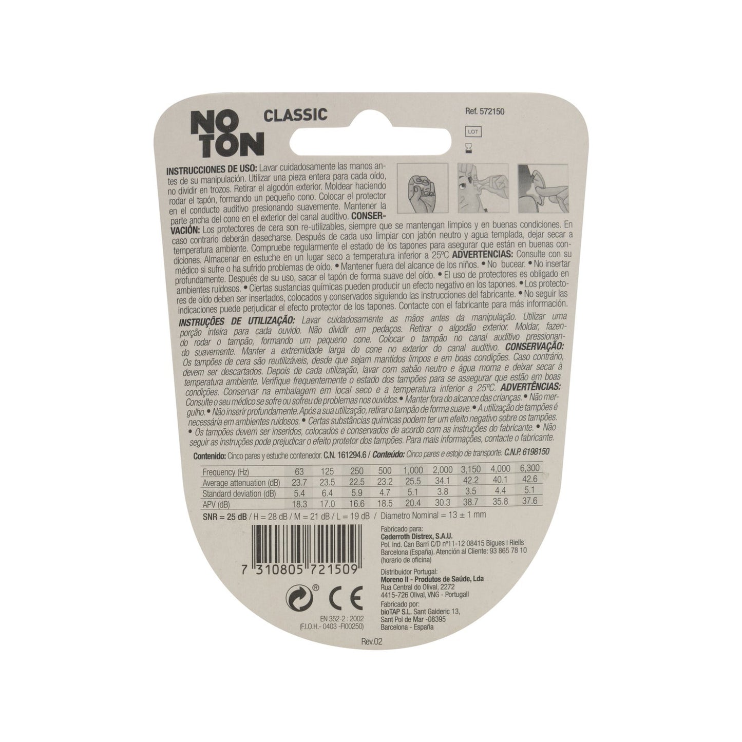 Noton 2 tapones de cera + 8 tapones de algodón 10uds